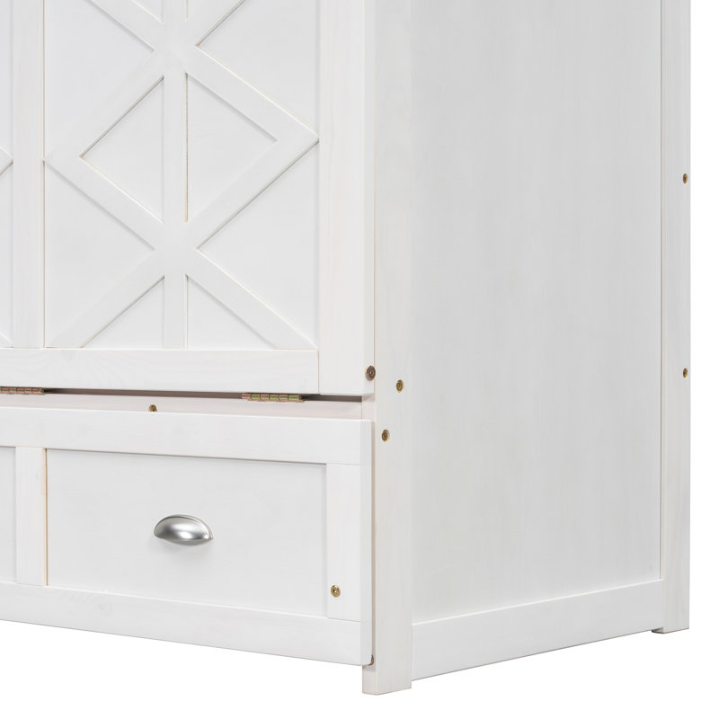 Lit escamotable double avec grands tiroirs Versa, Blanc
