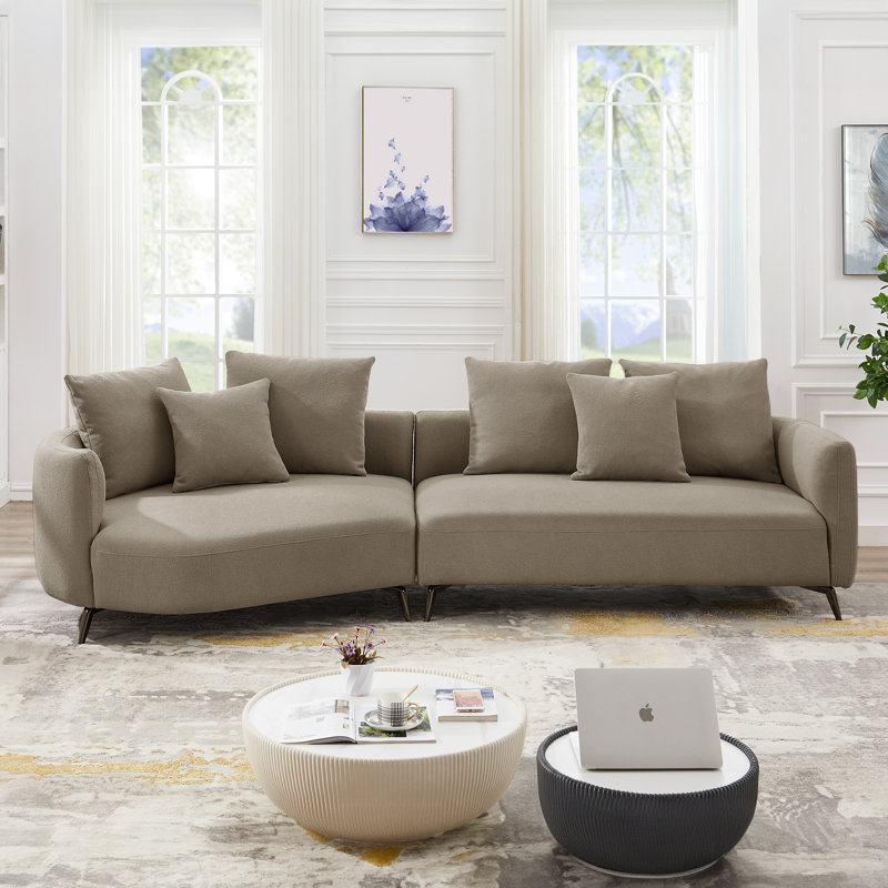 Bryley 2 - Piece Upholstered Sectional, Mocha Boucle, Left Hand Facing