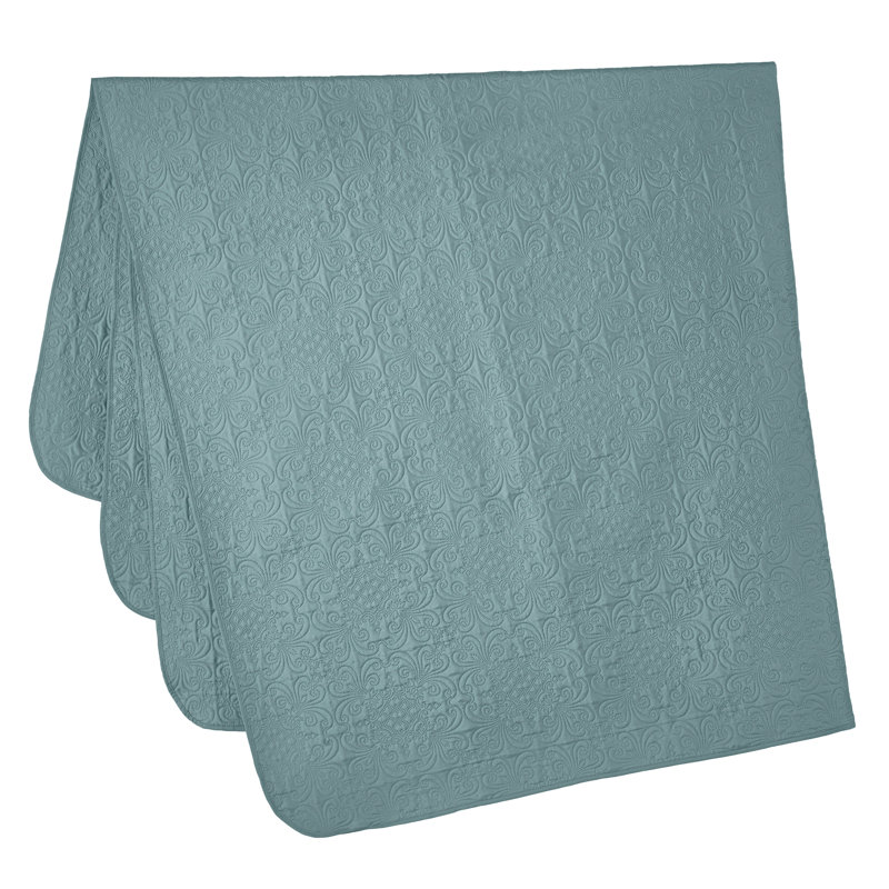 Luca 3-Piece Lightweight Microfiber Oversized Bedspread Set, Queen Coverlet/Bedspread + 2 Standard Shams, Spa Blue