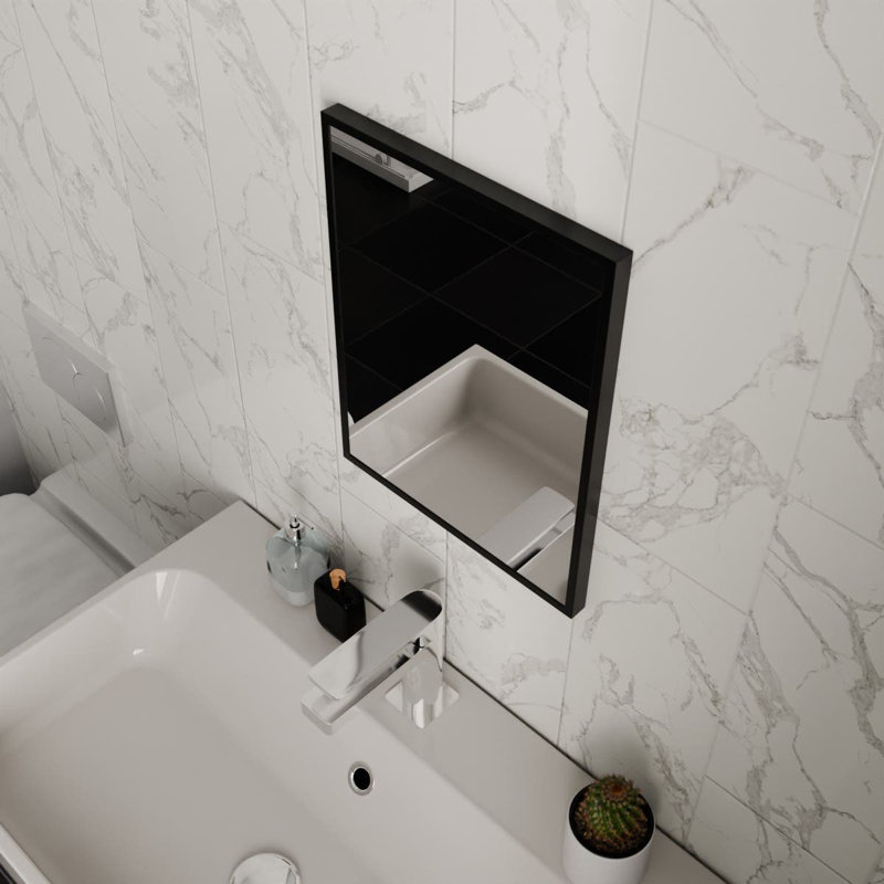 Aluminium Rectangle Mirror, Black, 50cm x 39cm