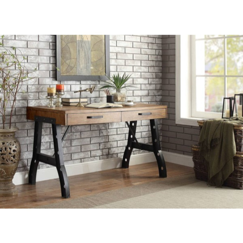 Bureau en bois massif deux tons Woodson