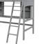 Lit mezzanine simple gris - configuration pratique d'un bureau et d'une étagère