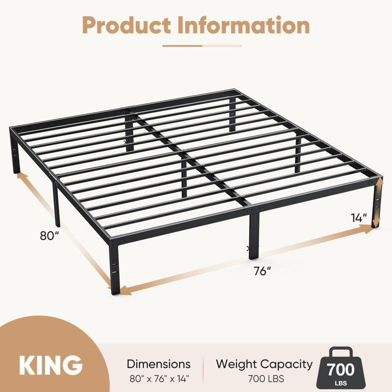 Lutherville 3 Piece Bedroom Set Metal Platform Bed And Nightstand Set, Full / Double, Gray