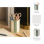 Organisateur de bureau décoratif rayé en céramique avec bordure festonnée - Mignon rangement pour accessoires de bureau dans la chambre à coucher, la cuisine ou la salle de bain - 4 po, vert et ivoire-1011377021