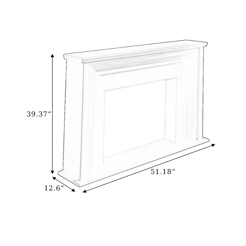 Foyer autoportant en bois massif beige, H 39,37 po x l 51,18 po x P 12,6 po