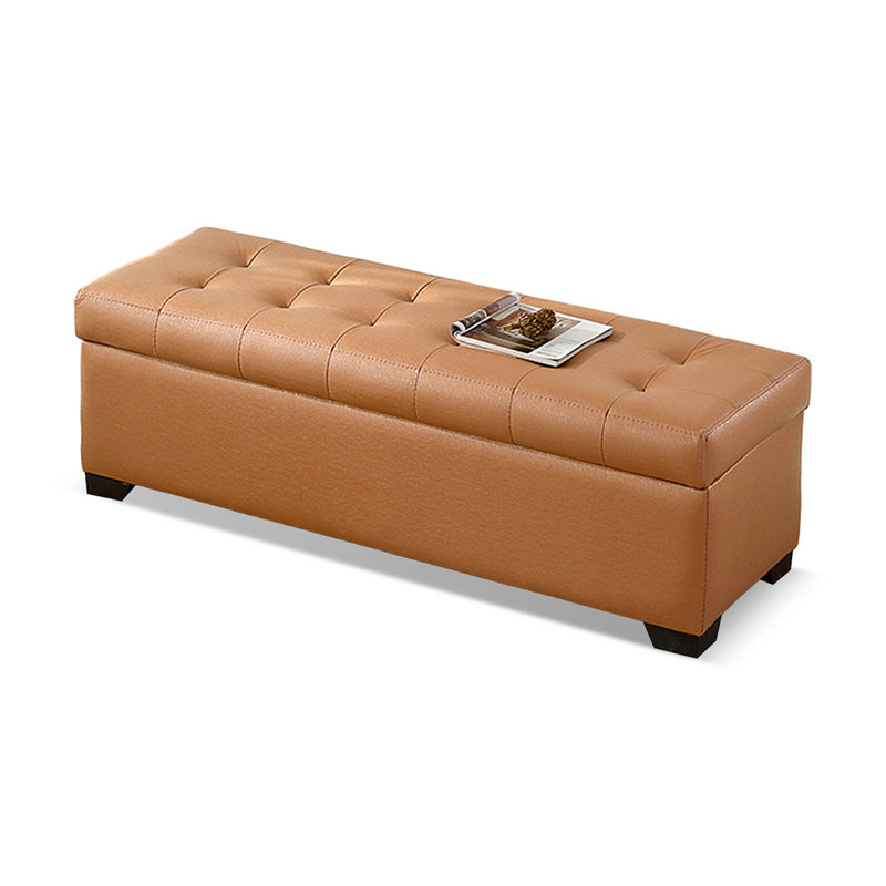  Banc de rangement rembourré brun en polyester avec banc d'entrée, Brun, H 15,75 po x l 55,12 po x P 17,72 po