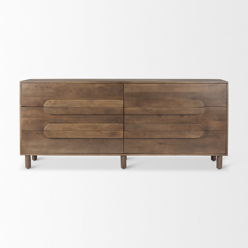 Astrid 71L X 17W X 30.3H Medium Brown Solid Wood 6 Drawer Sideboard