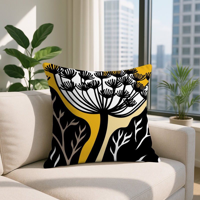 Oreiller carré réversible intérieur / extérieur Alimi, Carré 17 po, Jaune