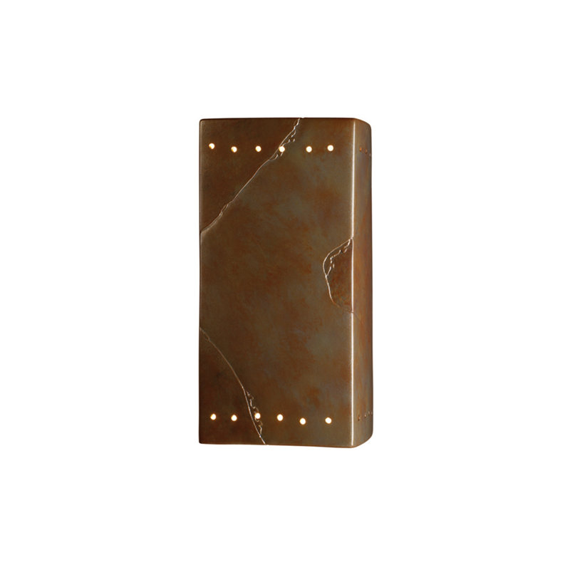 Julfikaar Ceramic Flush Mounted Sconce, Tierra Red Slate, No, 13.5" H x 7.25" W x 6.5" D