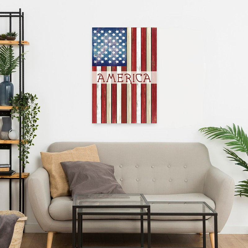 Drapeau américain, art contemporain, H 24 po x l 16 po