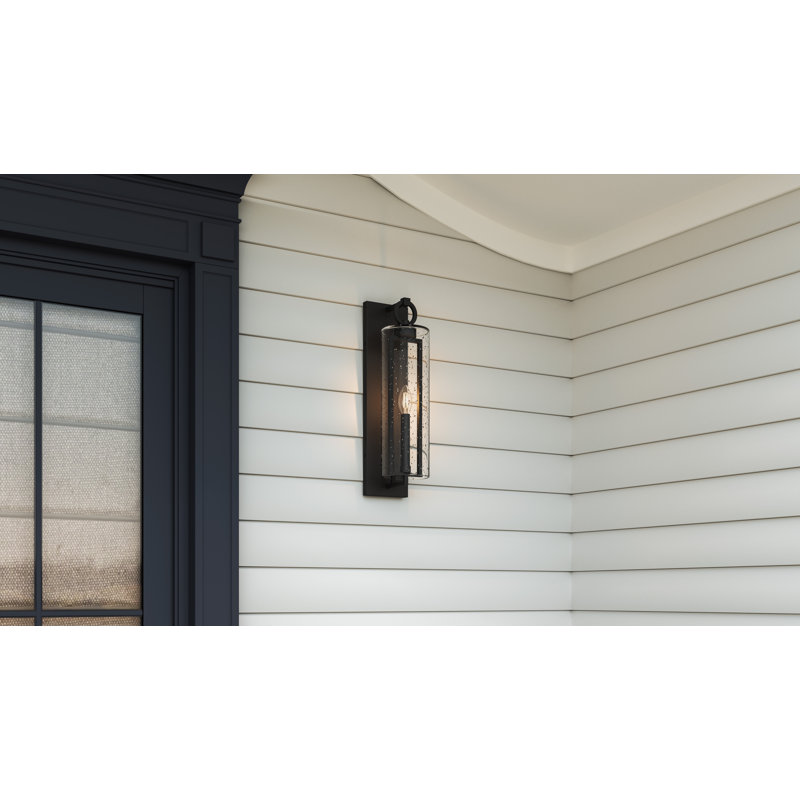 Redan 1-Light Stone Black Outdoor Wall Lantern, 22.25" H x 5.75" W x 7.5" D