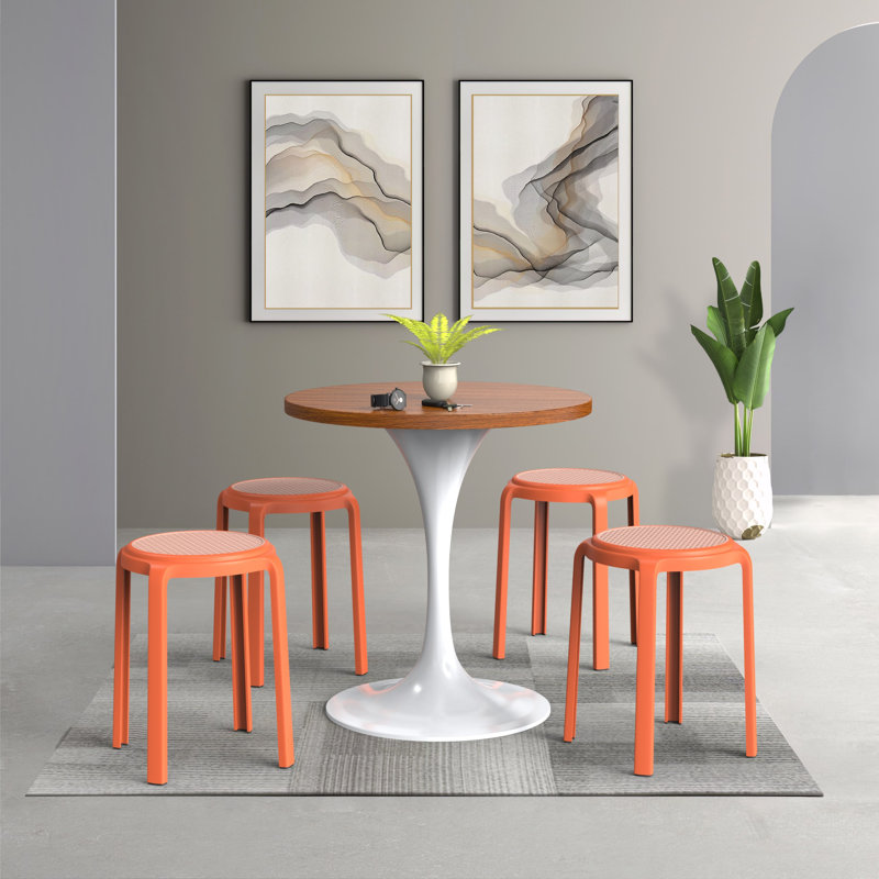 Tabouret rond en plastique empilable Alysoun, Orange