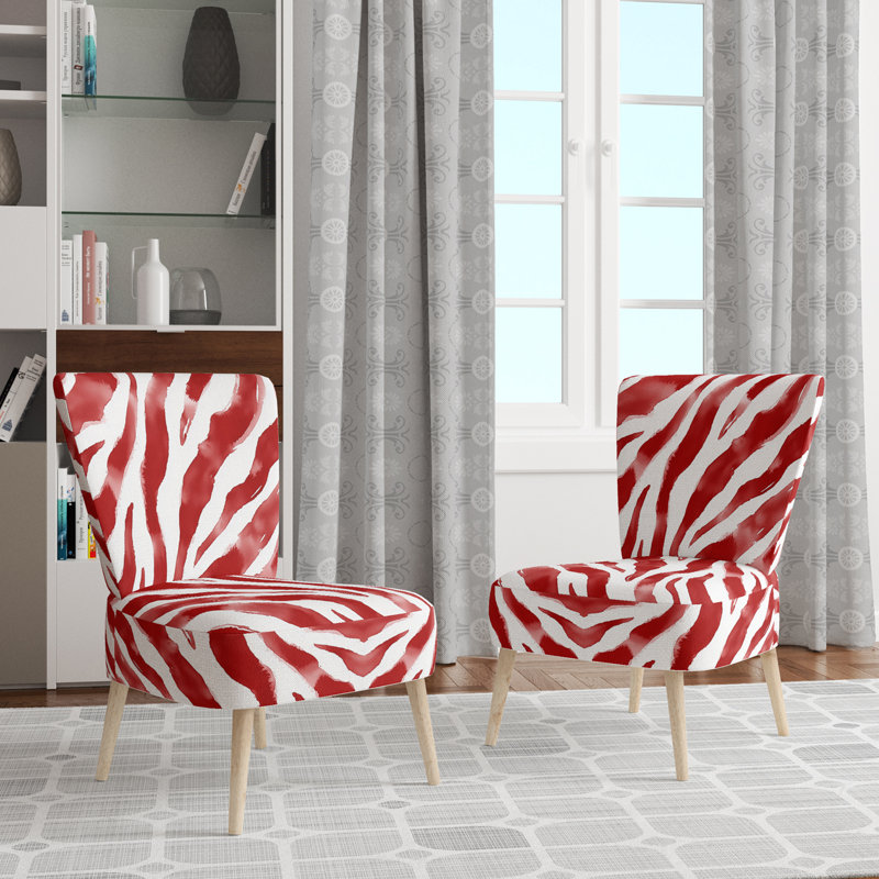 Chaise d'appoint rembourrée Zebra, Rouge / Blanc