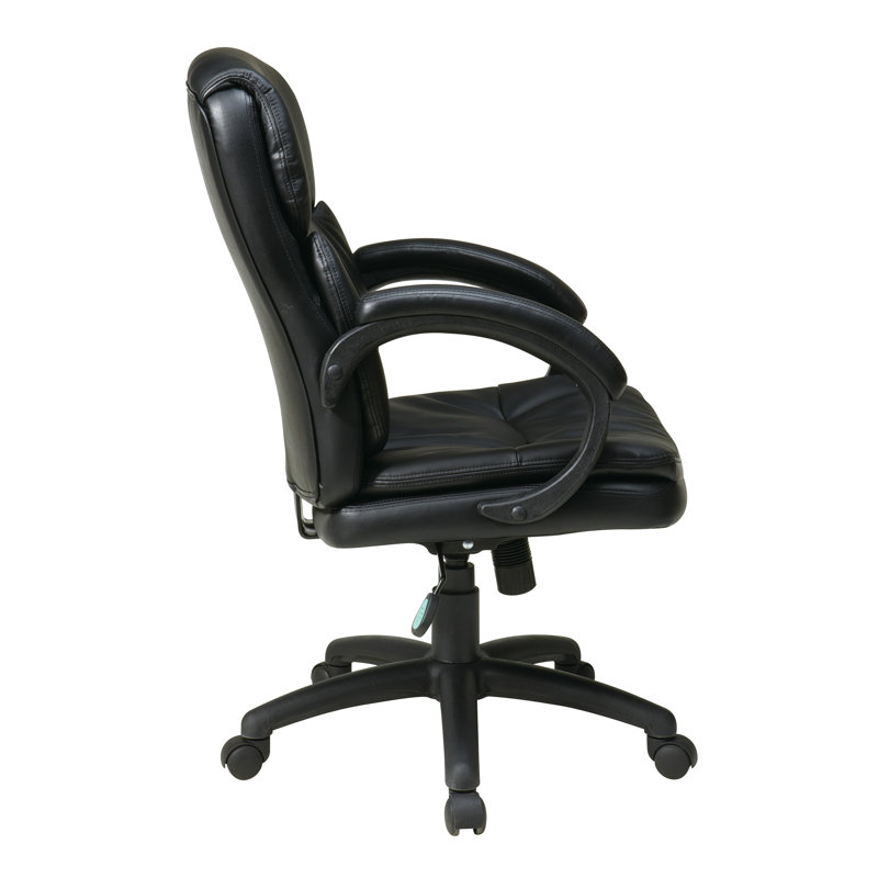 Swivel Mid-Back Executive Chair in Black Eco Leather