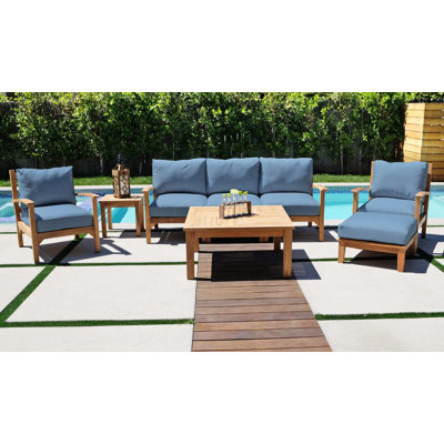 Huntington Teak Patio Conversation Set with Cushions