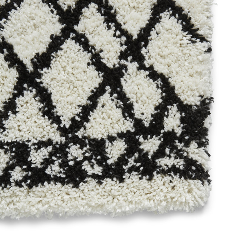Handwoven White/Black Rug, Rectangle 200cm x 290cm