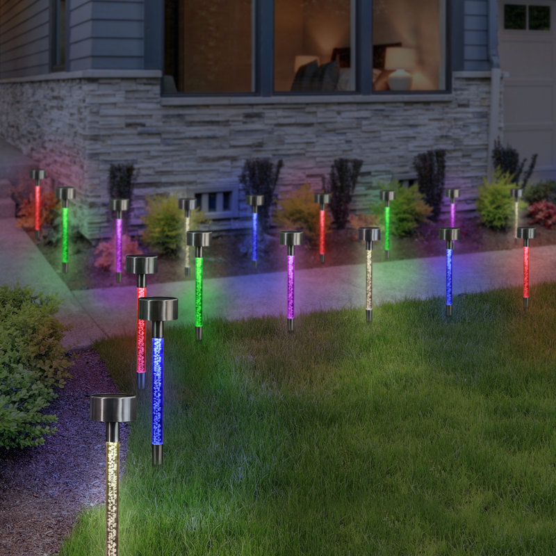Solar Color Changing LED Bubble Garden Stakes, Set of 4