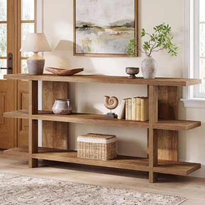 63 Inches Entryway Console Table with Storage, 3-Tier Narrow Long Sofa Table for Living Room