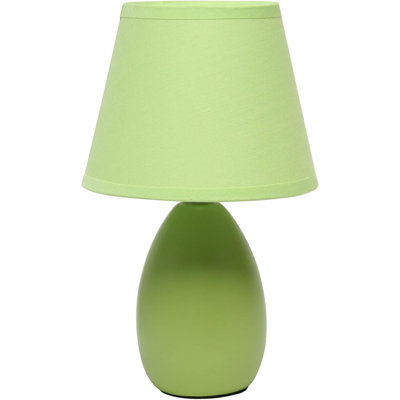  Nauru 9.45in Green Petite Oblong Ceramic Table Lamp with Matching Tapered Fabric Shade