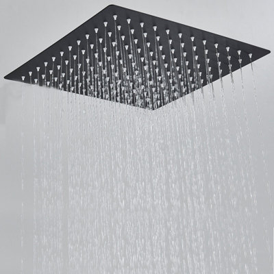 Pomme de douche à pluie noire 12 po