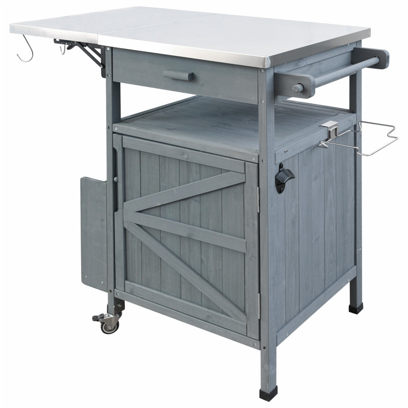 Chariot pour barbecue polyvalent avec matériaux de qualité supérieure et multiples caractéristiques, Bleu