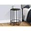 Élégante table d'appoint en stratifié bronze foncé avec base en métal noir, idéale pour la chambre à coucher