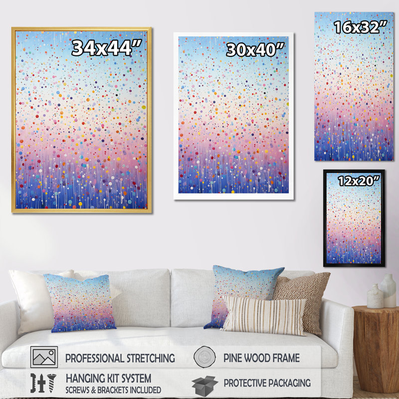 Minimalisme arc-en-ciel I - reproduction sur toile abstraite_105663, Cadre flottant doré, H 20 po x l 12 po x P 1 po