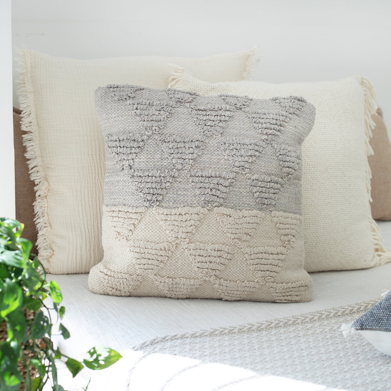 Gray Gradient Cotton Square Throw Pillow