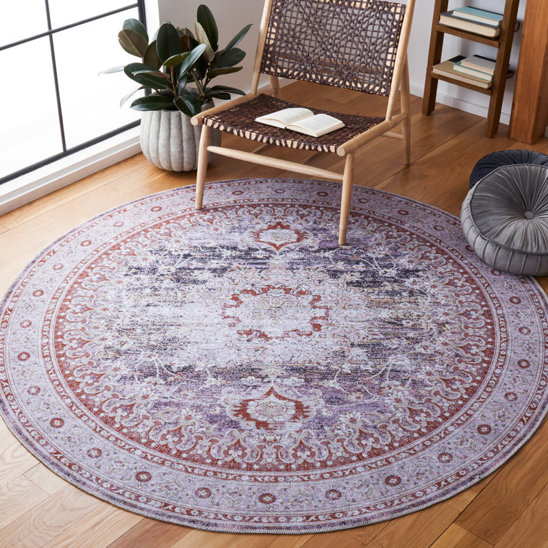 Hallel Performance Machine Washable Oriental Rug, Round 6'7"