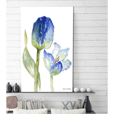 «Teal and Lavender Tulips I», reproduction de peinture à l'aquarelle