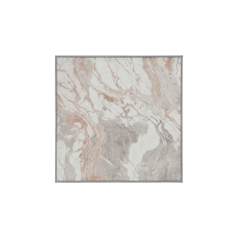 Machine Washable Gray Area Rug, Square 3'