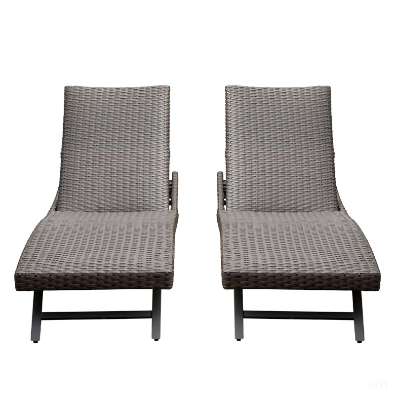 Chaise longue d'extérieur en osier 2 pièces
