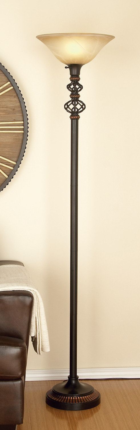 Fleur De Lis Living Britten 70'' Black/Bronze Torchiere Floor Lamp ...