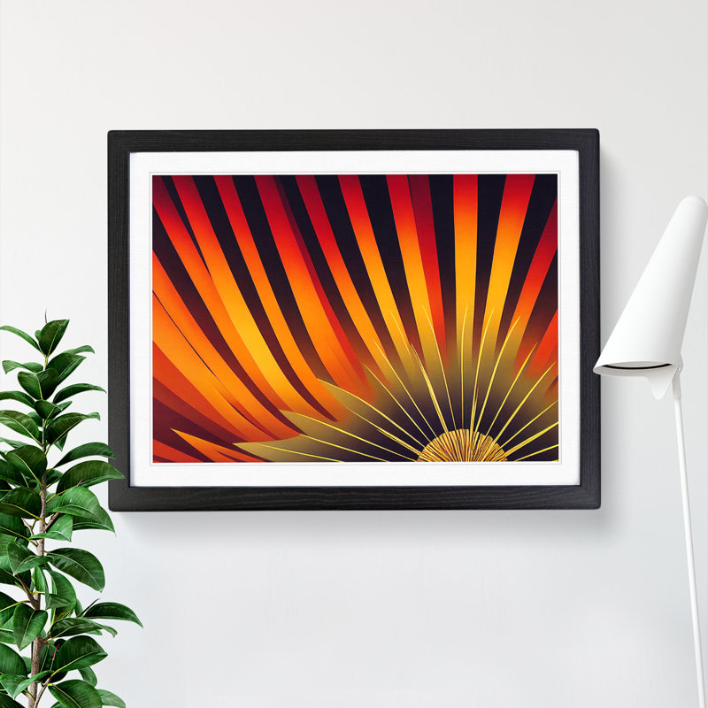 XH1022-8882X The Art Deco Sunset Abstract - Single Picture Frame Print, 46cm H x 64cm W x 2cm D, Black