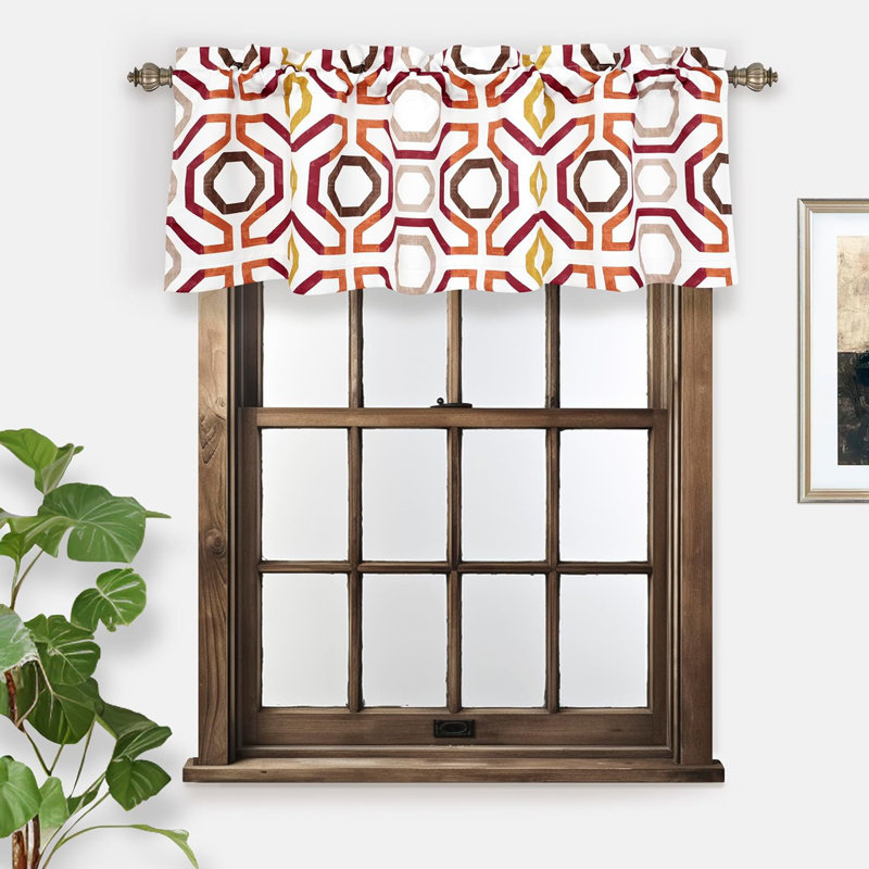 Corrigan Studio® Valances for Windows Short Kitchen Valance Curtains 1 Pack for Living Room Laundry Bathroom Small Window Thermal Curtains Camden Geometric Lattice