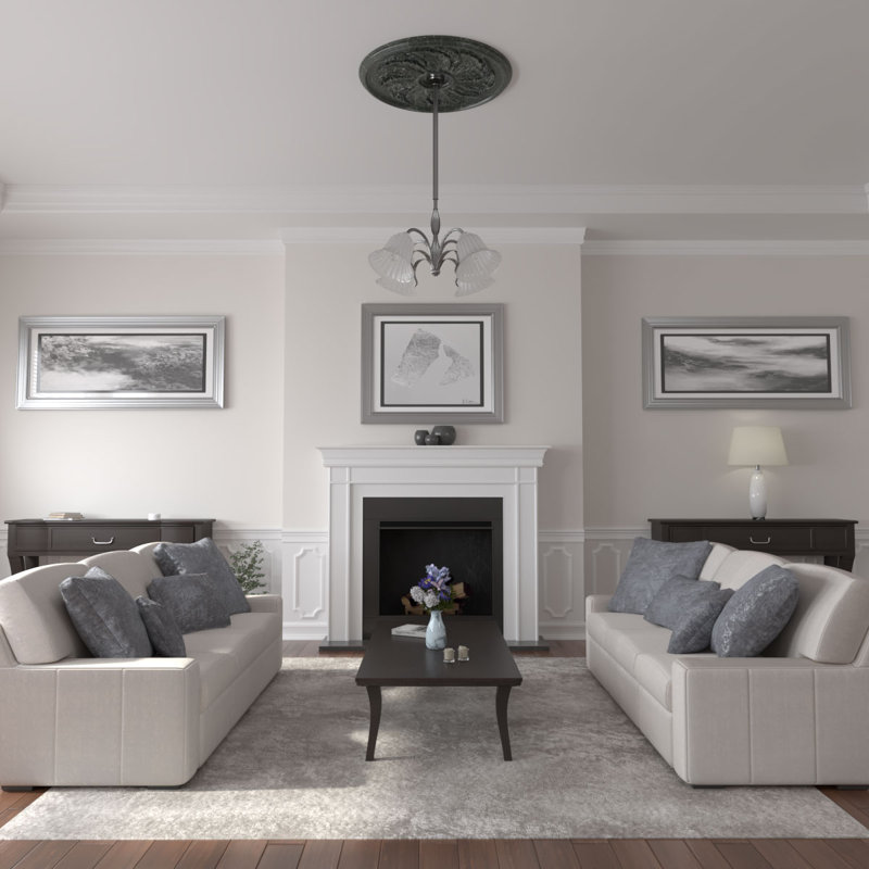 Médaillon de plafond Endurathane Nevio, DE 51 1/8 po x P 3 5/8 po x P 1 1/2 po (convient aux auvents jusqu'à 4 3/4 po), fini argent peint à la main