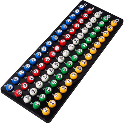 GSE Bingo Game Master Board and 7/8" Multi-Color Plastic Bingo Balls with Easy Read Window (Black)