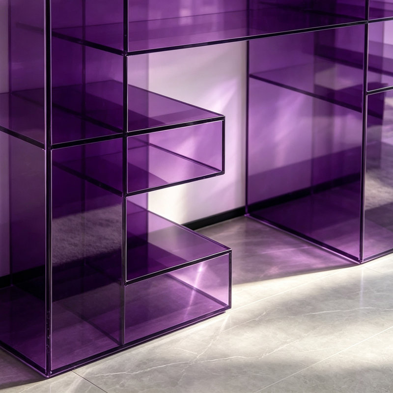 Console mauve en acrylique, 27.56" H x 31.5" W x 11.81" D