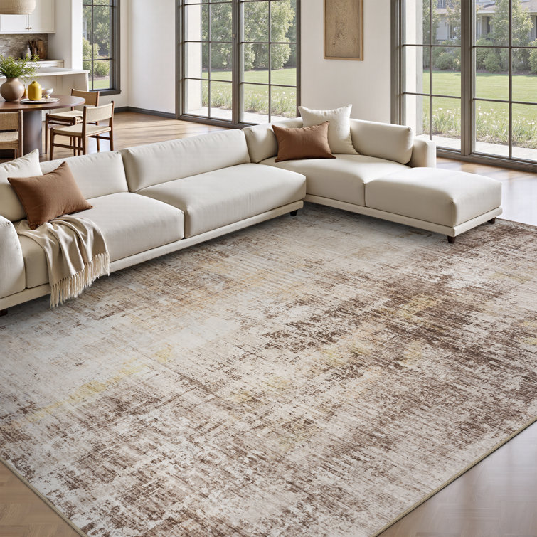 Modern Abstract Machine Washable Area Rug For Living Room, Bedroom