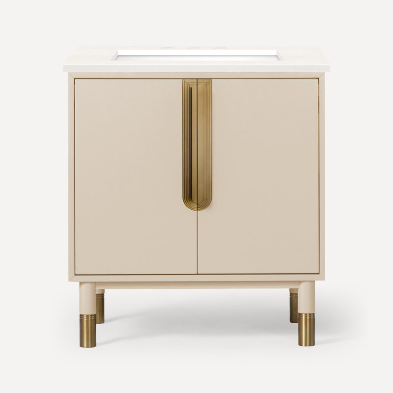 Islamorada 30" Vanity With Quartz Stone Vanity Top, Single-Hole, Sand, Quartz White
