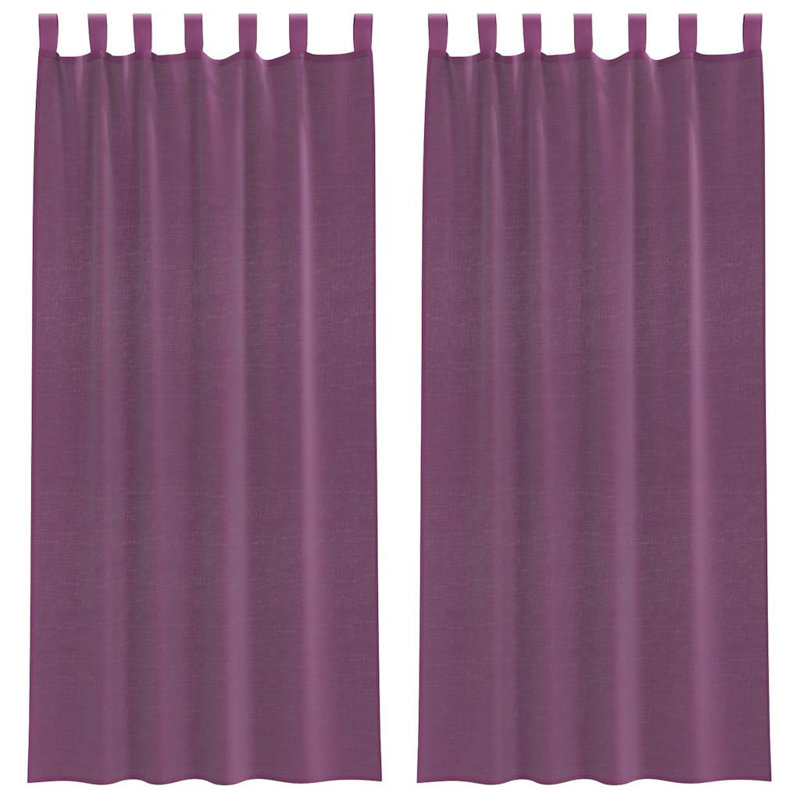Voile Curtains With Tab Top 2 Pcs, Purple, 140cm Width x 225cm Drop