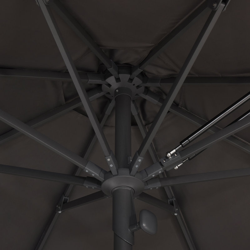 Parasol de table semi-automatique pour l'extérieur, L 132 po x P 132 po, Gris