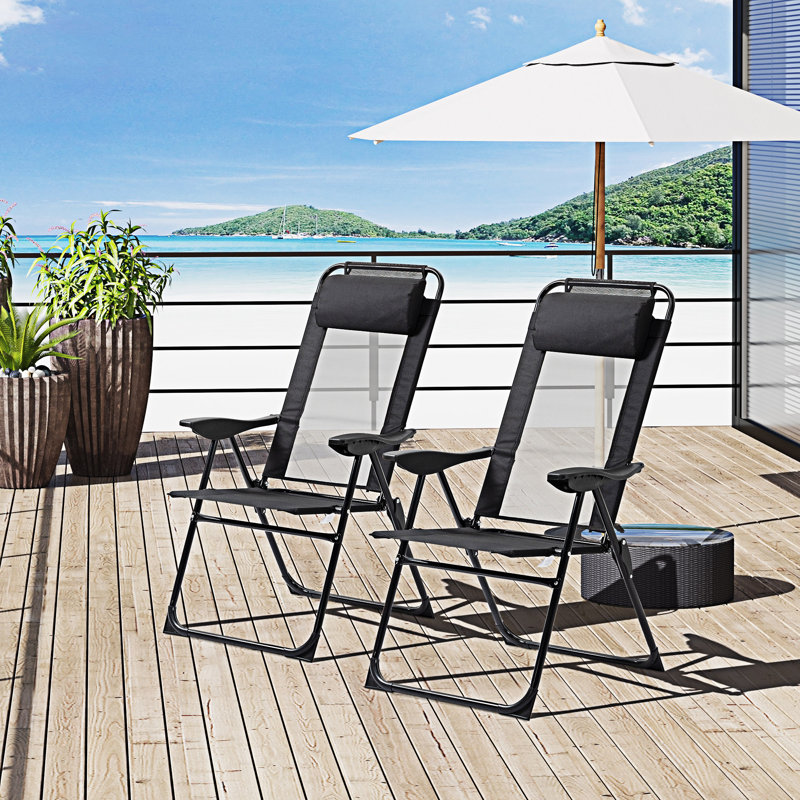 Ensemble de 2 chaises de patio pliantes pour l'extérieur, Black