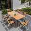 Ensemble de salle à manger Cyanni pour 8 personnes, 210 cm de long, en aluminium, avec chaises empilables et trou pour parasol.-2003517848-2046643252