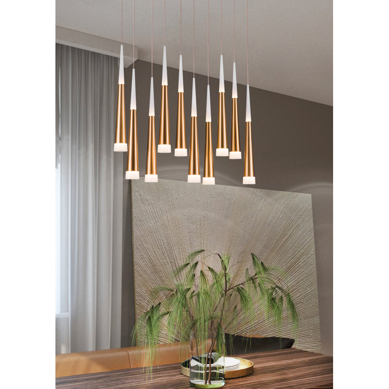 Lustre à 10 lumières DEL Kesean, Brushed Gold, 16 lumières