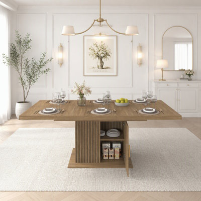 Expandable dining table with storage Modern minimalist dining table for 6-10 people