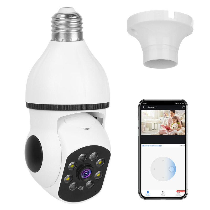 E27 WiFi Bulb Camera 1080P Pan Tilt Security Cam with Night Vision and Siren