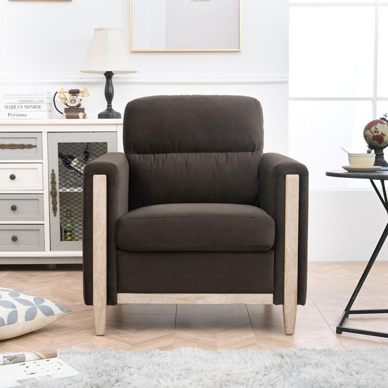 Canapé simple moderne et simple rembourré avec coussin d'assise en mousse haute résilience, Brun