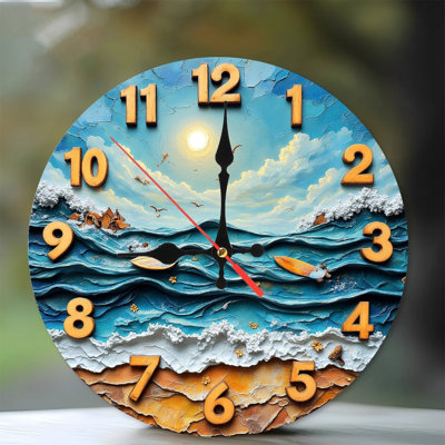 Ocean Wave Surfing Beach Wall Clock