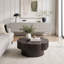 Table basse moderne en forme de fleur avec rangement caché, placage de bois naturel, assemblage facile, brun foncé-132936092